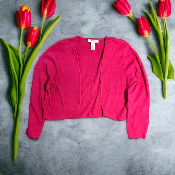 White House Black Market Sweaters - WHBM Pink Cropped Cardigan